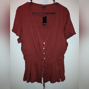 Forever 21 Terracotta Button-Front Blouse